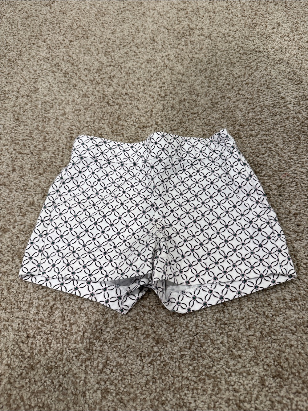Janie and Jack White High-Waist Shorts with Geometric Print